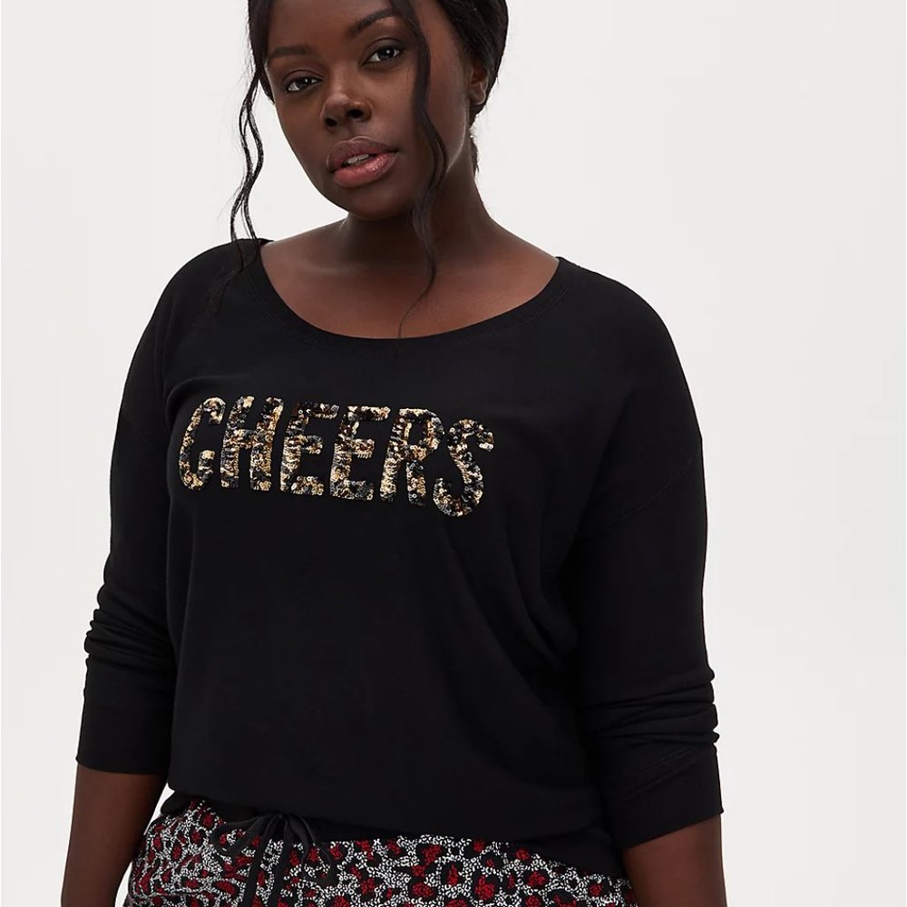 NWT Torrid Cheers Sequin Long Sleeve Lounge Sweatshirt SZ 3